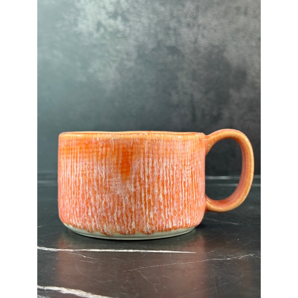 By Anthropologie Salmon Orange Textured Mariana Mug 2.5in Tall